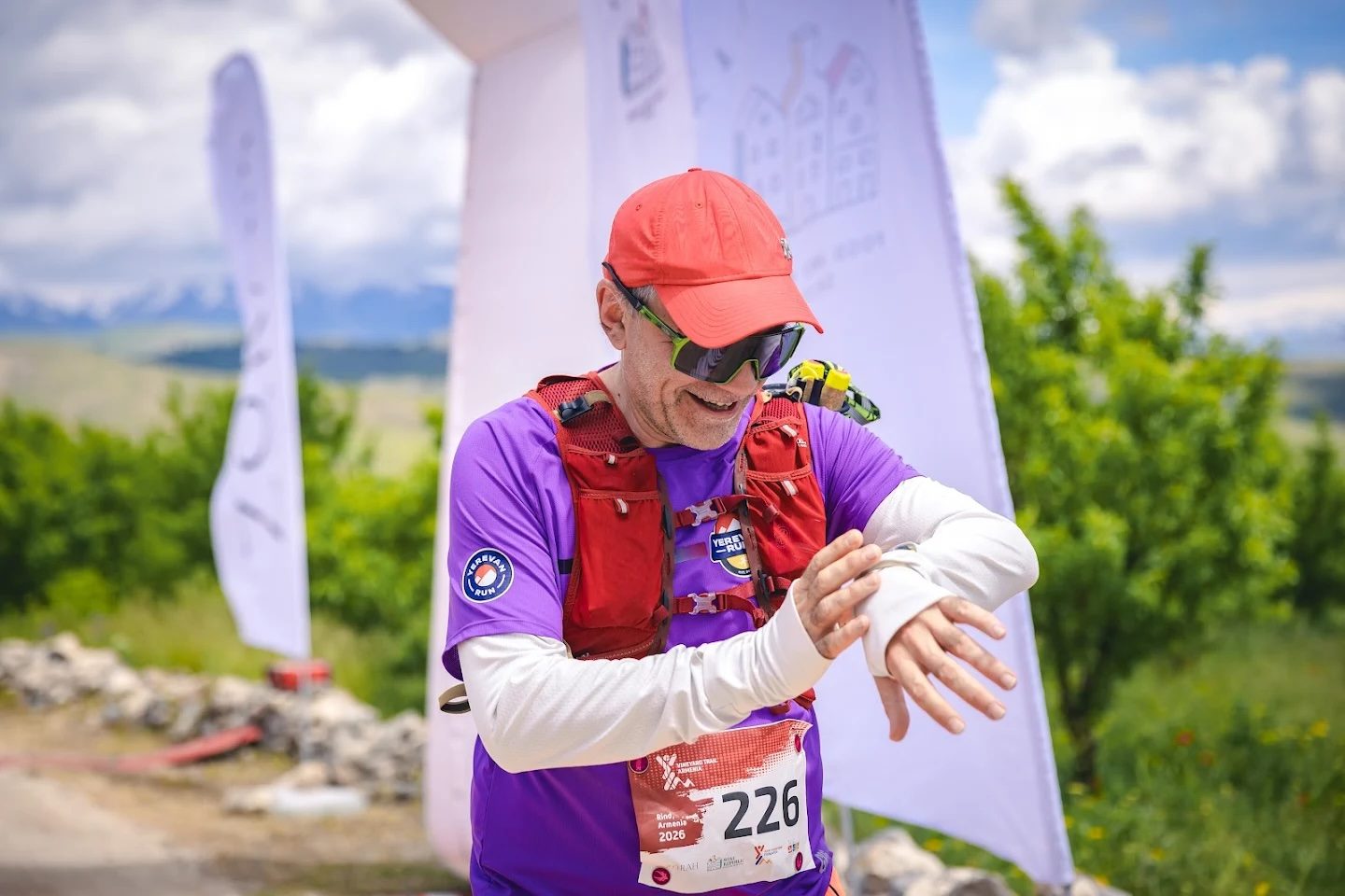 Runner in the vineyards at Vineyard Trail Armenia